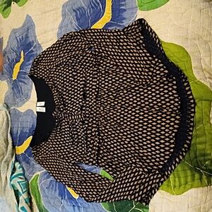 Meadow Rue Anthropologie Black Tan Long sleeve Top S